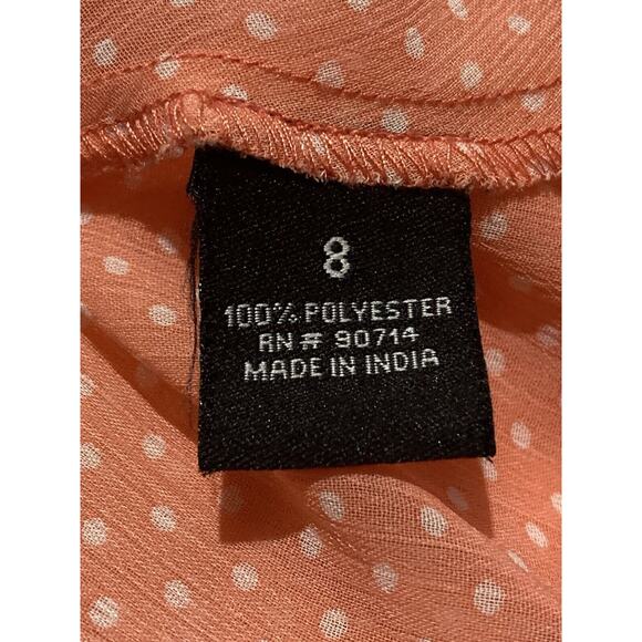 MSK Womens Pink White Polka Dot S Sleeve Midi Dress Sz 8 Used Vintage - Picture 4 of 6